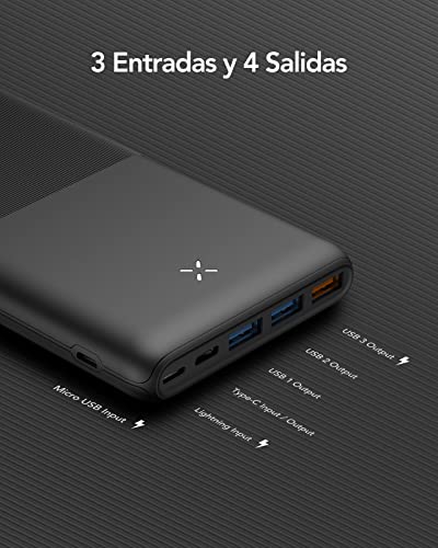 Cargador portátil USB C de 18 W PD 26800 mAh, tipo C carga rápida 3 salidas  batería externa cargador de teléfono para iPhone 14 13 12 XR SE Samsung
