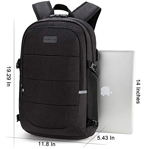Mochila antirrobo, Mochila Impermeable,DOXUNGOO Mochila para portátil Hombre Mujer Mochila Aire Libre paracon bloqueo y con USB Puerto y puerto audífonos para Laptop hasta 15.6 pulgadas (negro)