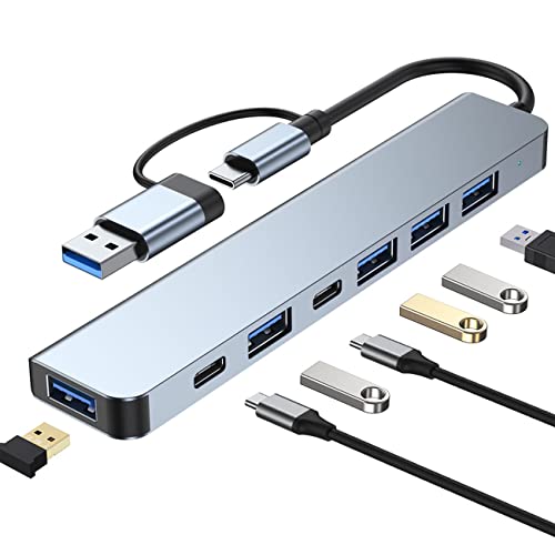 Lostrain Hub USB C 3.0, 7 en 2 Adaptador multipuerto Tipo C Hub con USB 3.0/100W PD Charging Concentrador Hub USB C para MacBook Air/Pro iPad Chromebook Lenovo Huawei Surface