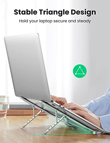 UGREEN Soporte para Laptop, Aluminum Soporte Portátil, Plegable y 5 Altura Ajustable Laptop Soporte de Ventilado con Altura Ergonómica para Portátiles y Tabletas de 8-17.3pulgadas