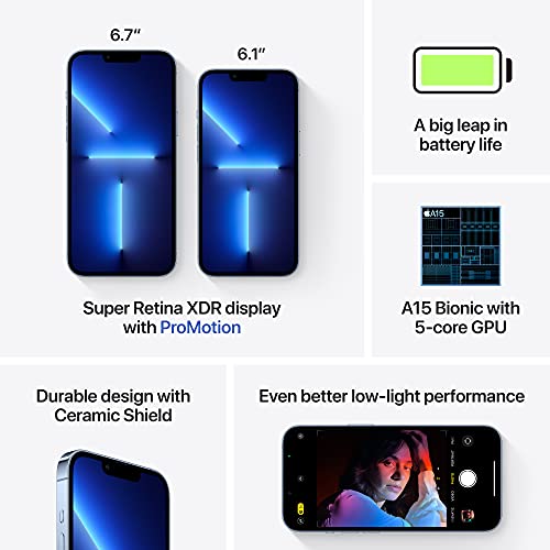 Apple iPhone 13 Pro, 128GB, Azul Sierra (Reacondicionado Premium)
