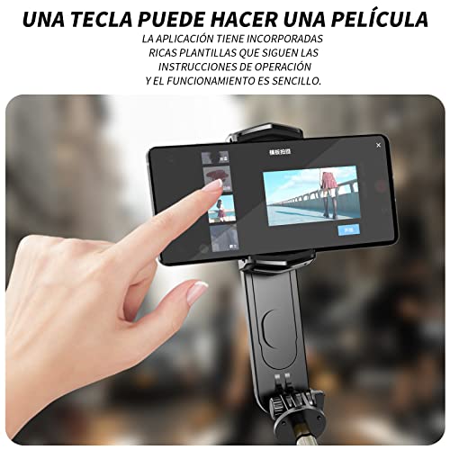 KOSCHEAL Estabilizador para Celular, Estabilizador de Cardán con Luz de Relleno para Smartphone y Trípode con Mando Inalámbrico Rotación Automática de 360°Modo de Escena con App