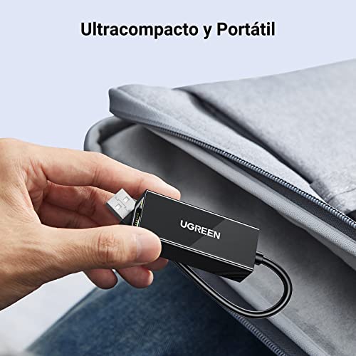 UGREEN Adaptador Ethernet USB 2.0, Tarjeta de Red LAN Ethernet 100Mbps, USB RJ45 Compatible con Switch, Wii, Wii U, Surface Pro, XiaoMi Mi Box S 3, MacBook, Chromecast