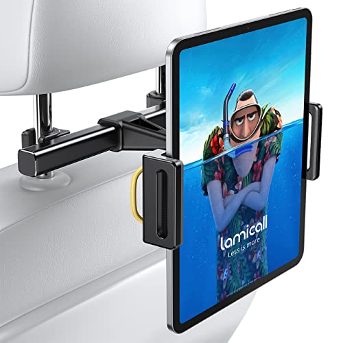 Lamicall Soporte Tablet Auto : Soporte de iPad Reposacabezas de Coche para 4.7"-12.9" Inch , Tales como iPad Pro 9.7, 10.5, 11, 12.9, Air, Mini 2, 3, 4, iPhone 12 11 Pro XS X, Tab, E-reader, Celular y Tablets - Negro