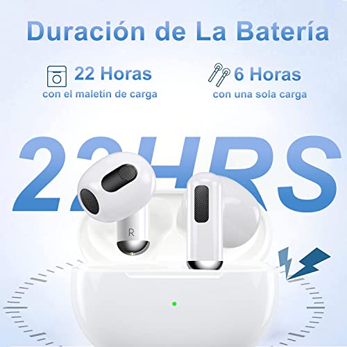 Audifonos Inalambricos Bluetooth 5.2, Audifonos Bluetooth（Reducción de ruido ENC ，Calidad de sonido HIFI，IPX6 ，Batería con duración de hasta 6 Horas）para iPhone, PC, iPad, Android（con cable de carga）