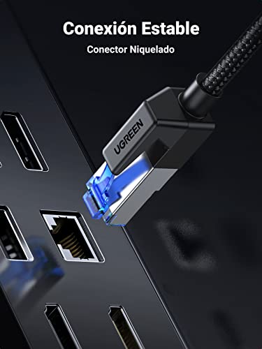 UGREEN - Cable Ethernet Cat 8 de 2 m, trenzado de alta velocidad de 40 Gbps, 2,000 MHz, RJ45, blindado, para interiores, cables LAN para PC de juegos, PS5, PS4, PS3, Xbox, módem, router