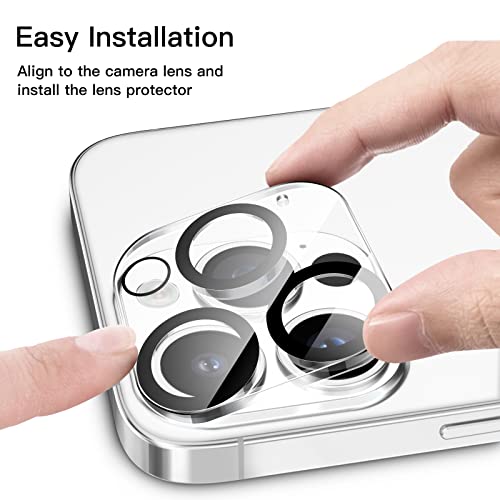 JETech Protector Lente de Cámara para iPhone 14 Pro 6,1 Pulgadas y iPhone 14 Pro Max 6,7 Pulgadas, Mica de Cristal Vidrio Templado 9H, Antiarañazos, Ultra HD Transparente, 3 Unidades