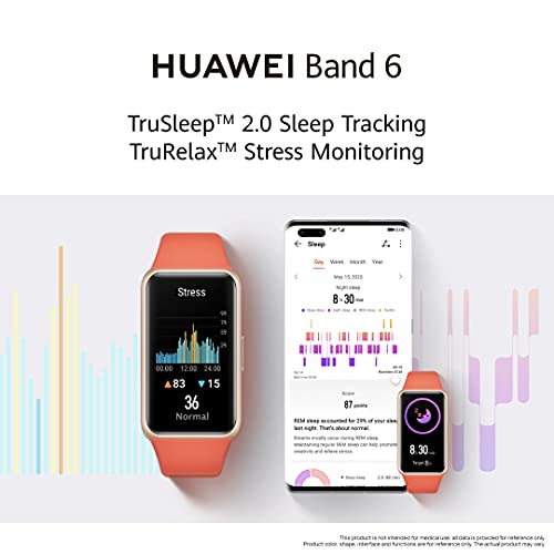 HUAWEI Band 6- Banda Inteligente, Pantalla FullView 1.47", Monitoreo de SpO2, Monitor de Ritmo y Sueño, 2 semanas de Batería- Negro