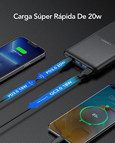 Power Bank 26800 mAh Banco de Energía Portatil USB C Cargador portátil USB C Banco de batería tipo C delgado con 3 entradas y 4 salidas iSmart compatibles con teléfonos inteligentes, tabletas y más