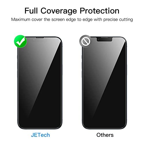 JETech Protector de Pantalla Cobertura Completo para iPhone 14 6,1 Pulgadas y Protector Lente Cámara, Mica Cristal Vidrio Templado, HD Transparente, 2 Paquetes Cada Uno
