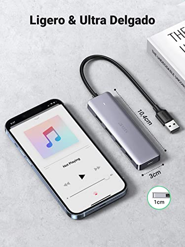 UGREEN Hub USB 3.0, Adaptador de USB 3.0 4 Puertos SuperSpeed 5Gbps Compatible con Macbook, Macbook Pro, PC, Portátil, PS4, PS5, Xbox, Memoria USB, Ratón, Teclado