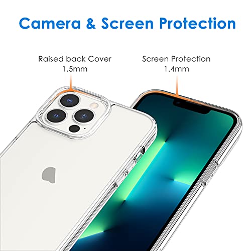JETech Funda para iPhone 13 Pro MAX 6,7 Pulgadas, Anti-Amarillo Carcasa de Parachoques Prueba Golpes, Respaldo Transparente Antiarañazos (HD Clara)