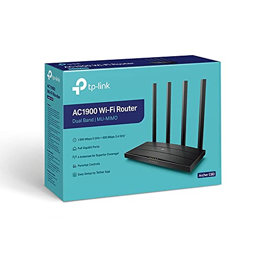 TP-Link Router Inalámbrico Doble banda Gigabit AC1900,3 × 3 MIMO,IPTV, Archer C80