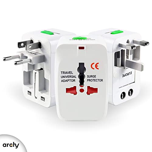 Archy Convertidor Adaptador de Enchufe Europeo Cargador Internacional para Viajes Enchufe Adaptador Universal Todo en Uno Múltiples Conexiones Europeo Japon China Canadá USA EU UK AU XO8101