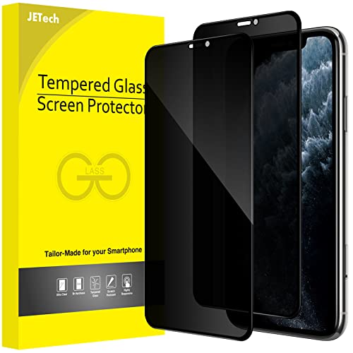 JETech Protector de Pantalla Privacidad para iPhone 11 Pro Max/XS Max 6,5 Pulgadas, Cobertura Completo Mica Cristal Vidrio Templado Antiespia, Amigable para Funda, 2 Unidades