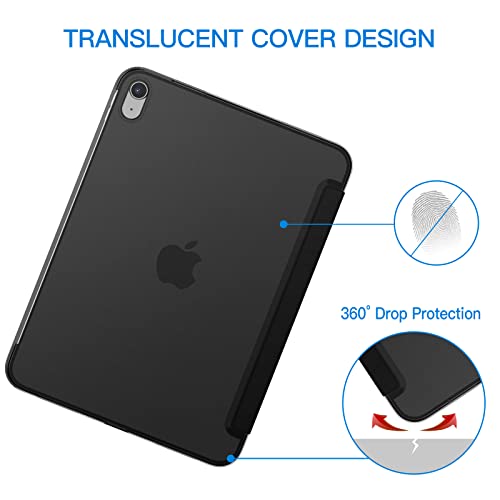 JETech Funda para iPad 10 (10.9 Pulgadas, 2022 Modelo, 10.ª Generación), Soporte Delgado con Respaldo Rígido Carcasa con Auto-Sueño/Estela (Negro)