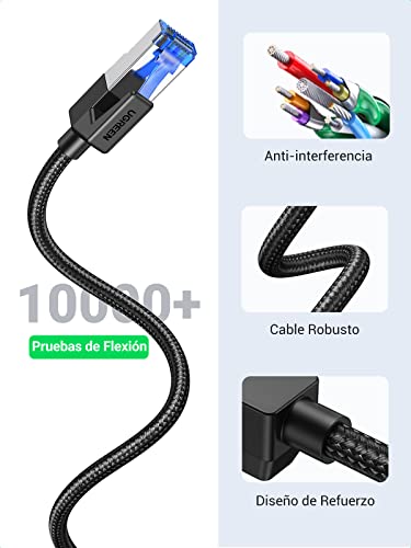 UGREEN - Cable Ethernet Cat 8 de 2 m, trenzado de alta velocidad de 40