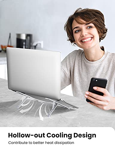 UGREEN Soporte para Laptop, Aluminum Soporte Portátil, Plegable y 5 Altura Ajustable Laptop Soporte de Ventilado con Altura Ergonómica para Portátiles y Tabletas de 8-17.3pulgadas