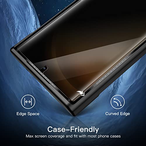 JETech Protector Pantalla de Privacidad para Samsung Galaxy S23 Ultra 5G 6.8 Pulgadas y Protector Lente Cámara, Película TPU Flexible Antiespia, Compatible Función Huella Digital, 2 Paquetes Cada Uno