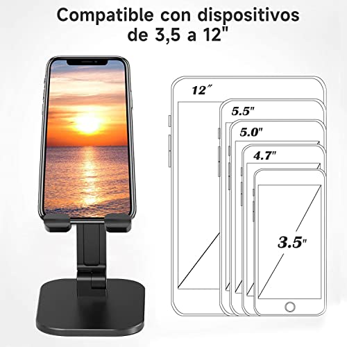 Hisemy Soporte para Celular，Soporte Celular de Altura y ángulo Ajustables，Soporte Celular Plegable Compatible con Dispositivos de 3,5 a 12"
