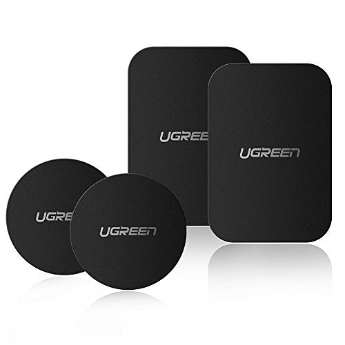 UGREEN Láminas Metálicas Reemplazo de Placa Metal para Soporte de Celular Auto Magnético de Repuesto para Montar en Auto con 3M Adhesivo para Iphone Samsung Huawei XiaoMi, 2 Redondas y 2 Rectangulares