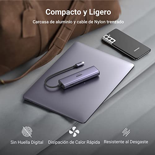 UGREEN Hub USB C, 7 en 1 Adaptador USB C con HDMI 4K 60Hz, Gigabit Ethernet, 100W PD Carga, Lector de Tarjetas SD/TF, 2 USB 3.0, Compatible con MacBook Pro Air M1 M2 iPad DELL Switch Steam Deck