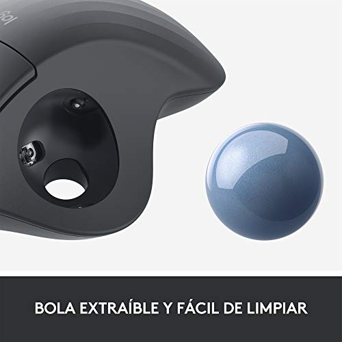 Logitech ERGO M575 Mouse Trackball Inalámbrico - Control sencillo con el pulgar, precisión y seguimiento suave, diseño ergonómico, para Windows, PC y Mac, con Bluetooth y USB - Negro