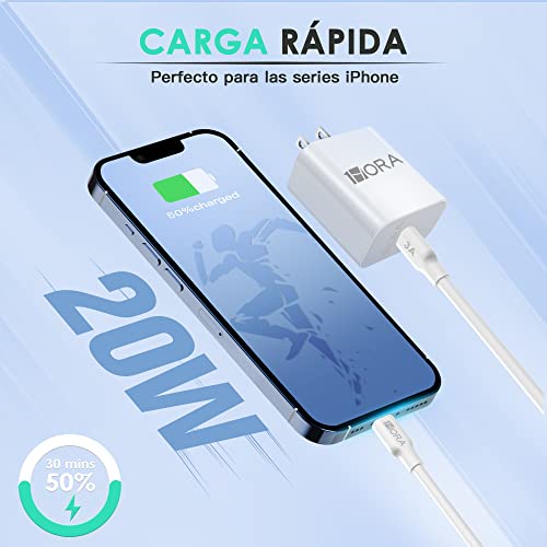 Cargador Iphone 20w Carga rapida + Cable 1:1