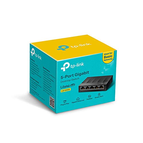 TP-Link LS1005G, Switch Gigabit no administrable, 5 puertos Gigabit, Diseño de escritorio, Plug and play