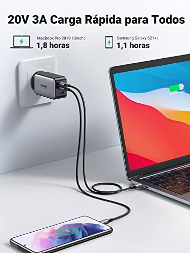 UGREEN Cable USB C a USB C 2 Unidades, 60W PD Carga Rapida 20V 3A, Nylon Trenzado, 2M Cargador USB Tipo C a Tipo C Compatible con Galaxy S23 S22 S21, Macbook Pro 2021, iPad Pro 2021, LG, 2M