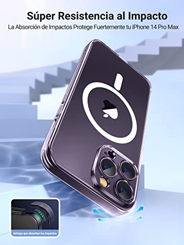 UGREEN Funda Magsafe para iPhone 14 Pro MAX 6,7 Pulgadas, iPhone Case Magnética Ultra Delgado con Protector de Bolsa de Aire, Carcasa Anti-Caída de Carga Inalambrica (Transparente)