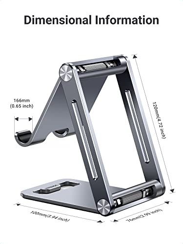 UGREEN Soporte para Celular, Universal Multiángulo Soporte Ajustable, Soporte Celular Plegable de Aluminio, Compatible con iPhone 14/13/12/11 Pro MAX, Galaxy S23 Ultra/S22/S21, Huawei, Redmi, Gris