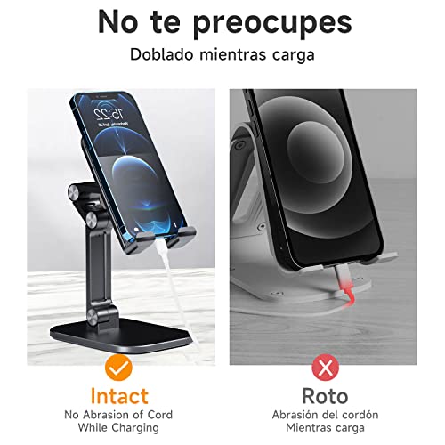 Hisemy Soporte para Celular，Soporte Celular de Altura y ángulo Ajustables，Soporte Celular Plegable Compatible con Dispositivos de 3,5 a 12"