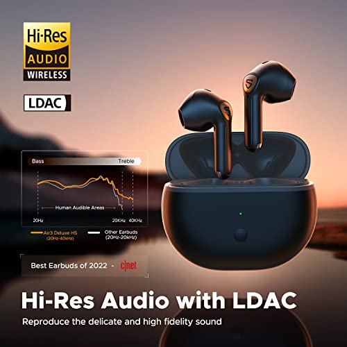 SoundPEATS Audifonos Inalámbricos Bluetooth con Hi-Res Audio, Air3 Deluxe HS con LDAC, ENC Llamada Clara Driver de 14,2 mm Modo de Juego Detección de Oído y con App