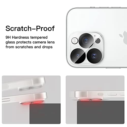 JETech Protector Lente de Cámara para iPhone 14 Pro 6,1 Pulgadas y iPhone 14 Pro Max 6,7 Pulgadas, Mica de Cristal Vidrio Templado 9H, Antiarañazos, Ultra HD Transparente, 3 Unidades