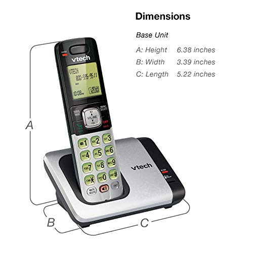 Teléfono Vtech DECT 6.0 con base para identificación de llamadas y llamada en espera, Plateado/Negro