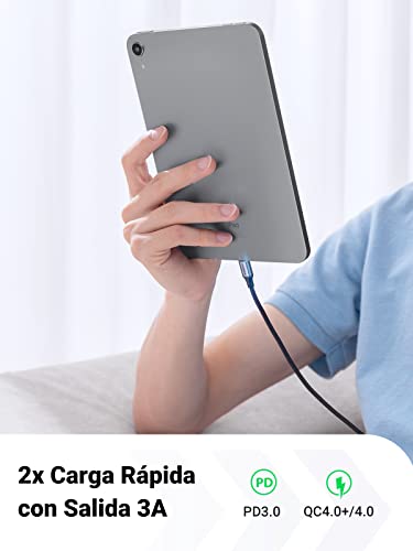 UGREEN Cable USB C a USB C 2 Unidades, 60W PD Carga Rapida 20V 3A, Nylon Trenzado, 2M Cargador USB Tipo C a Tipo C Compatible con Galaxy S23 S22 S21, Macbook Pro 2021, iPad Pro 2021, LG, 2M