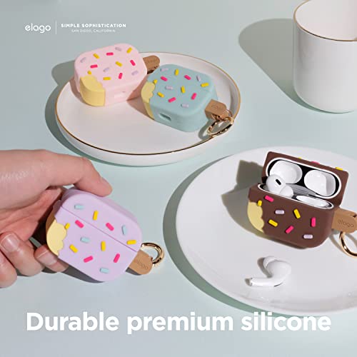 elago Funda Ice Cream Compatible con Apple AirPods Pro 2 - Compatible con Case AirPods Pro 2ª Generación, Mosquetón Incluido, Soporta Carga Inalámbrica, Carcasa Estuche Protección Completa (Menta)