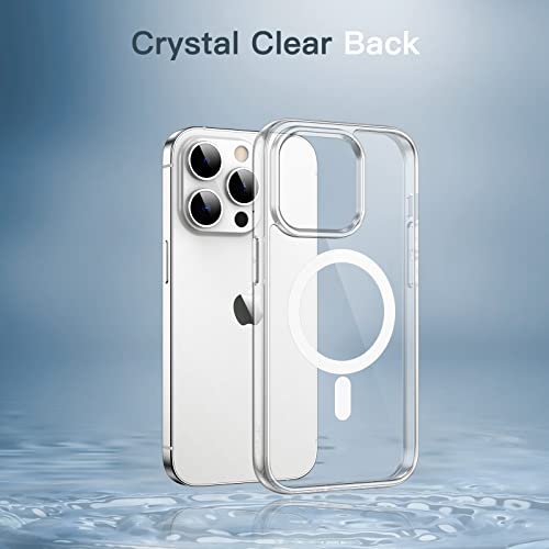 JETech Funda Magnética para iPhone 14 Pro 6,1 Pulgadas, Compatible con MagSafe Carga Inalámbrica, Carcasa Bumper Teléfono Antigolpes, Parte Trasera Transparente Anti-Arañazos (Transparente)