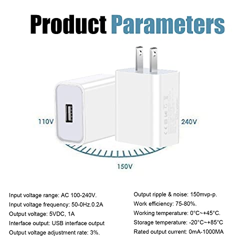 MCSWKEY Cargador USB, 2Pack Cargador de Celular USB Adaptador 5V 2A Enchufe de Pared, Cargador de Pared con 1 Puerto USB para iPhone XS/XR/XS MAX, Samsung, Google, HTC, LG, Tablet, Otros Dispositivos