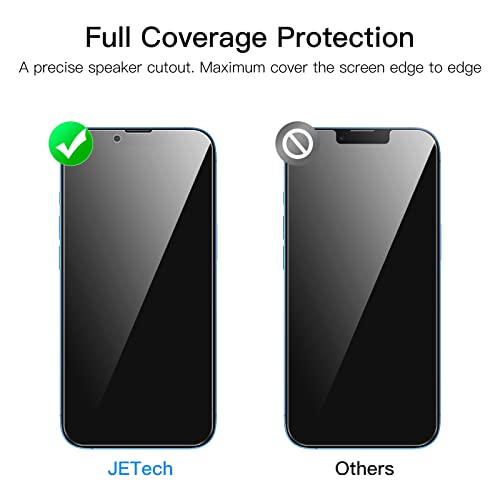 JETech Protector de Pantalla Privacidad Cobertura Completo para iPhone 13/13 Pro 6,1 Pulgadas, Mica Cristal Vidrio Templado Antiespia, Amigable para Funda, 2 Unidades