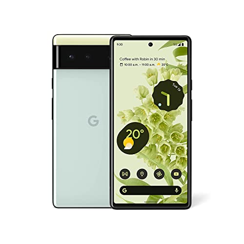 Google Pixel 6 - Teléfono Android 5G - Smartphone desbloqueado con lente ancha y ultraancha - 256 GB - color espuma de mar (Sorta Seafoam) (reacondicionado)