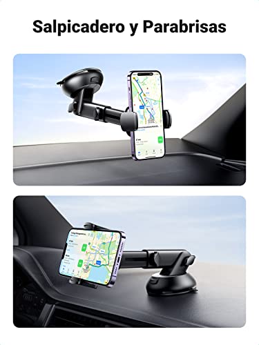 UGREEN Soporte Celular Auto, Base Porta Celular para Automóvil Tablero y Parabrisas, Car Phone Holder Ventosa Carro, Compatible con iPhone 14 Pro Plus Pro Max 13 12 11, Galaxy S23 Ultra, S23, S22 Ultra, Xiaomi, Redmi, Huawei