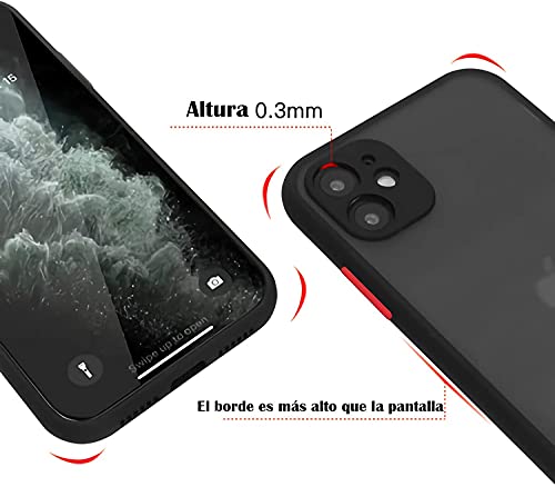 CELULARTE Funda Compatible iPhone 11 6.1" Uso Rudo Mate Protector Camara (Negro, iPhone 11)