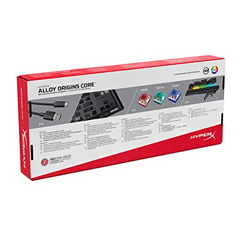 HyperX Alloy Origins Core TKL Teclado mecánico táctil con cable Aqua Switch para juegos con iluminación trasera RGB (Reacondicionado)