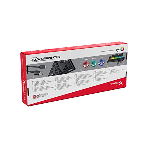 HyperX Alloy Origins Core TKL Teclado mecánico táctil con cable Aqua Switch para juegos con iluminación trasera RGB (Reacondicionado)