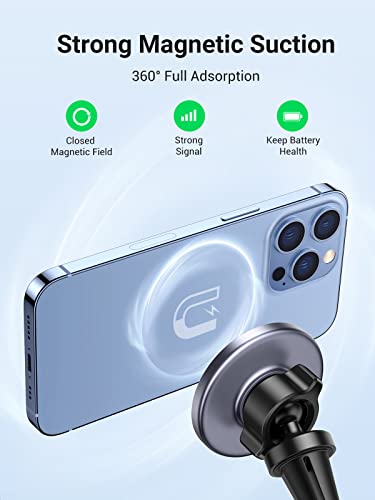 UGREEN Soporte Celular Auto Magnético MagSafe para Ventilación, Base Celular Automóvil Compatible con MagSafe, iPhone 14 13 12 Pro Max Mini y Otros Celulares como Galaxy S23 Ultra, S23, S22 Ultra, Xiaomi Redmi