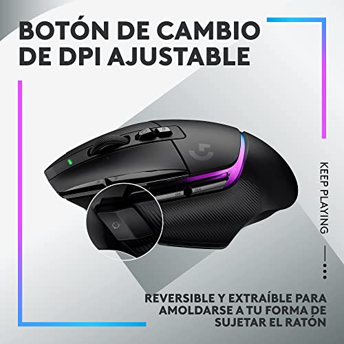 Logitech G502 X Plus Lightspeed Mouse Óptico Inalámbrico RGB para Gaming - Interruptores híbridos LIGHTFORCE, LIGHTSYNC RGB, Sensor Gaming Hero 25K, Compatible con PC - macOS/Windows - Negro