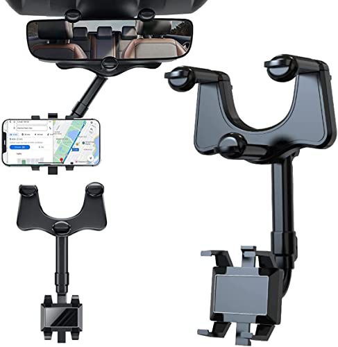 TBONEEY Soporte para Teléfono de Coche, Soporte Celular Auto Móvil Universal, Soporte para Celular Automovil para GPS Retrovisor Coche, para en el Coche Giratorio 360° y Retráctil Ajustable