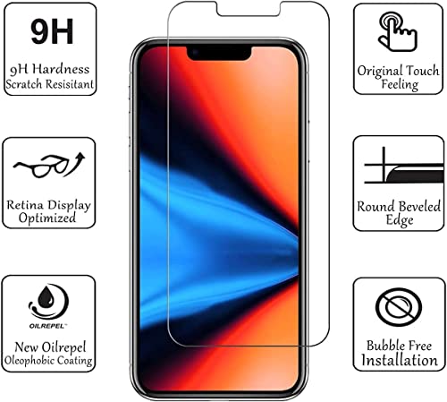 NDOOL Funda para iPhone 14 Case, 3 en 1 Cristal Templado Protector de Pantalla, Ultra Fina Silicona Transparente TPU Carcasa con Protector del Camara, Anti-Choque y Anti-arañazos